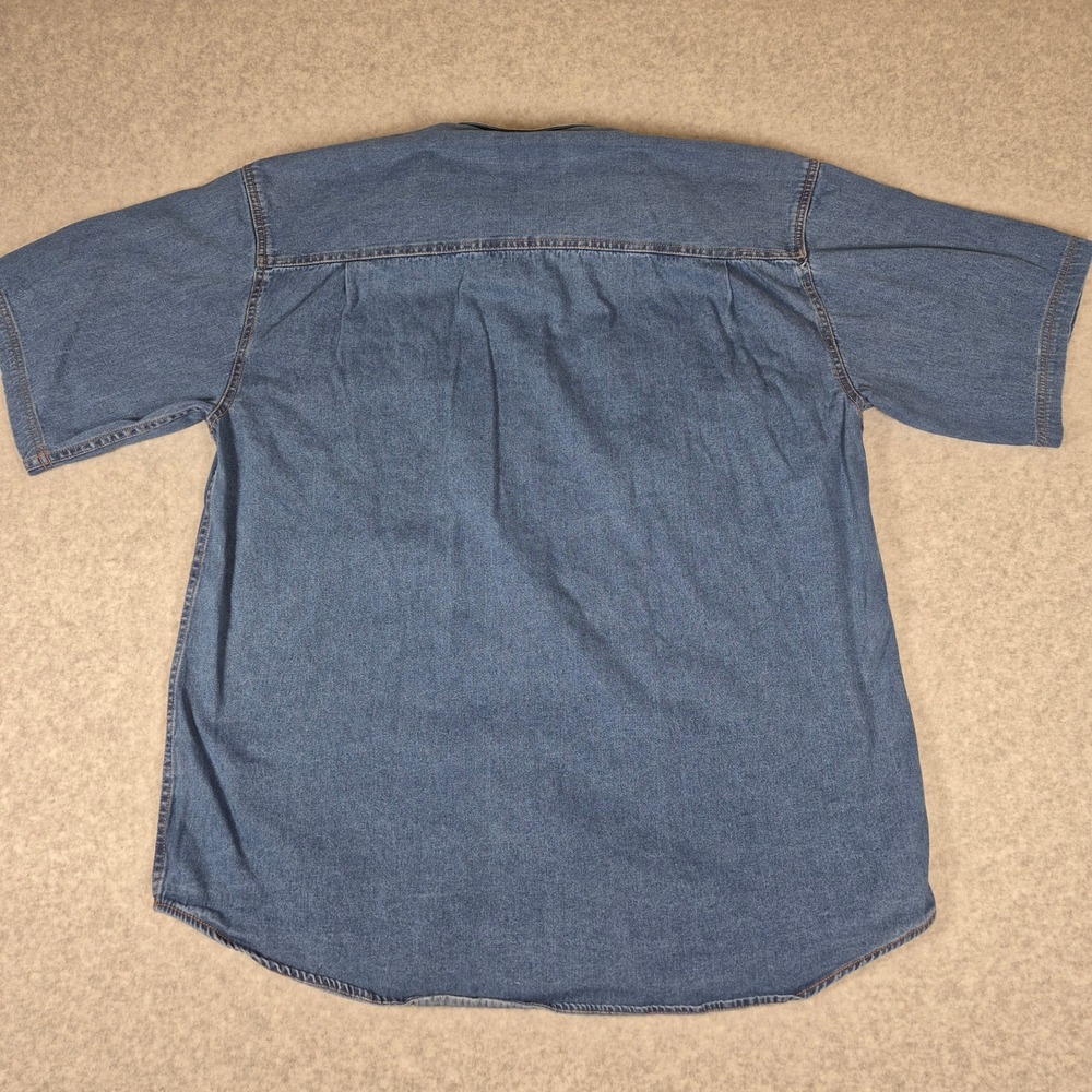 Wrangler Denim Button Down Shirt Mens XXL Blue Short Sleeve Authentic Western - Picture 4 of 10